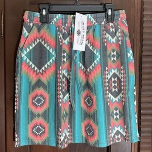Crazy Train NWT Navajo Print Cotton Blend Mini Skirt Size Small